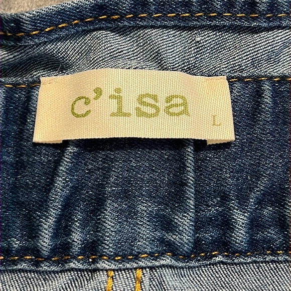 Lizard Thicket large denim paper bag skirt new stretchy waist zip button closure - Picture 5 of 10